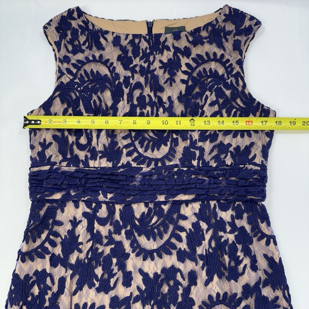 Adrianna Papell Dress Womens 12 Navy Blue Lace Overlay Wedding Cocktail Party - Picture 15 of 16